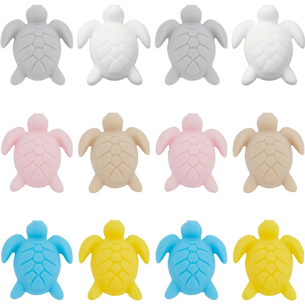 SUNNYCLUE 1 Box 12Pcs Turtle Bead Sea Silicone Beads Summer Animal Cartoon Sea Turtle Shaped Focal Loose Spacer Beads for jewellery Making Keychain Beaded Pen DIY Crafting Bracelet Charms Beginners
