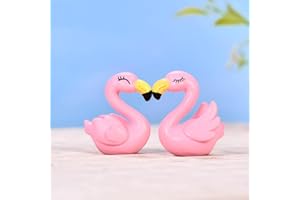 LONCESS Miniature Flamingo Fairy Garden Accessories, Lovely Flamingos Miniature Figurines for Cake Topper, Party Decor, Car Decor, Home Decoration, Plant Pots, Cupcake Toppers,Bonsai Craft Decor, DIY Craft