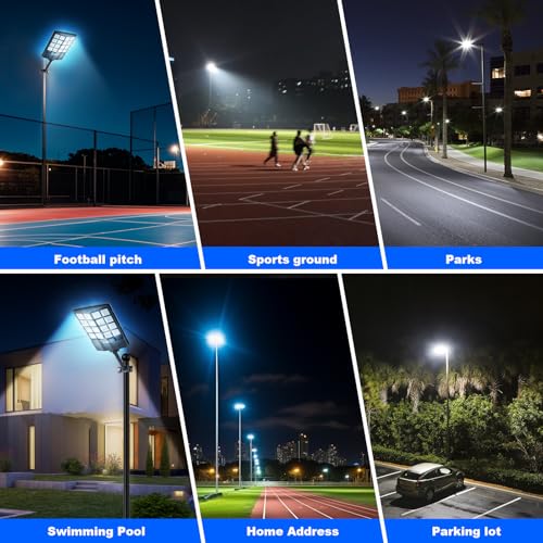 Solar Street Lights Outdoor, 8500K Solar Powered Driveway Light, LED Flood Motion Sensor Dusk Dawn Illumination Waterproof Mount Security Lights for Parking Lot, Backyard, Garage, Path