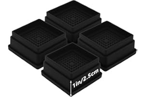 HANIHUA 4 Sets Furniture Risers 1 inch Black Bed Risers, Heavy Duty Square Stackable Bed Lifts Risers 2" or 3" for Table, Sofa, Couch, Desk, Adjustable Bed Frame Risers