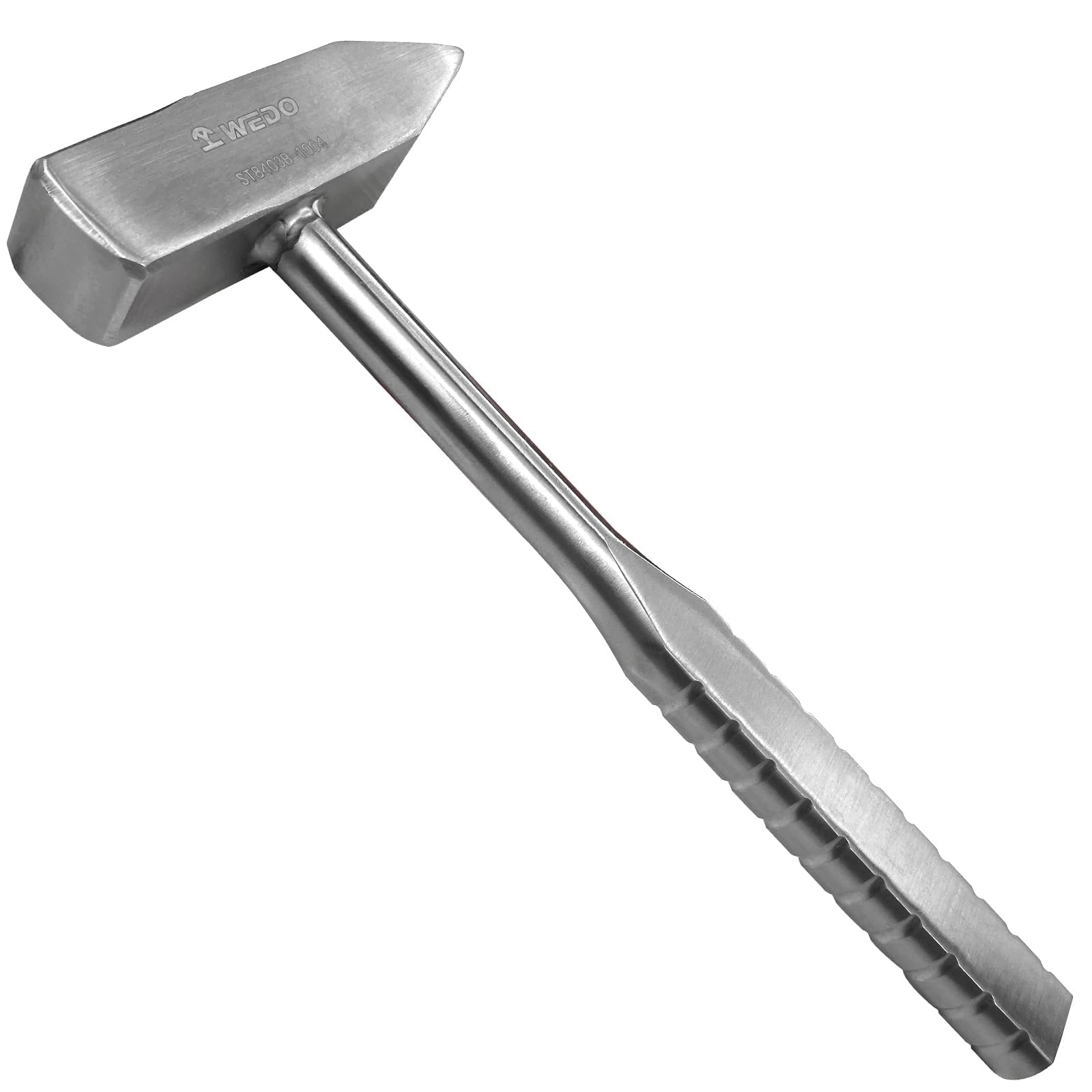 WEDO Stainless Steel Cross Pein Hammer 500g(1lb),Cross Pein Engineers Hammer with Flat Handle,Length 240mm,Corrosion Resistant, Rust Proof