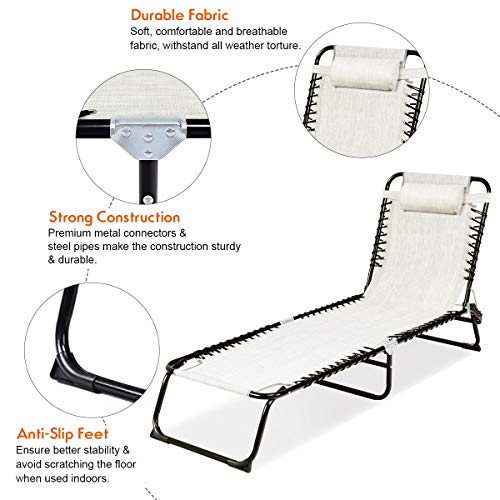 Goplus Portable Lounge Chair for Outdoor Patio Yard Pool, Folding
