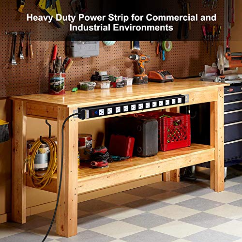 AXTRA 12Outlet Surge Protector Power Strip, 9Foot HeavyDuty Cord