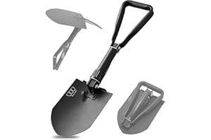 Gold Armour Military Folding Camping Shovel, High Carbon Steel Survival Shovel Entrenching Tool Handle with Carrying Pouch