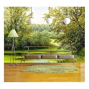 Beautiful Summer Landscape, Canvas, Oil - Removable Wall Mural | Self-Adhesive Large Wallpaper - 66x96 inches
