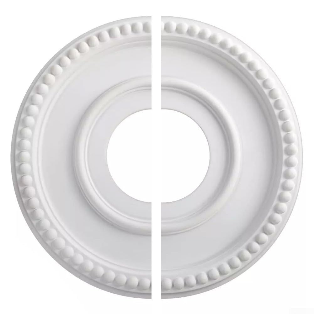 Photo 1 of Ceiling Medallion, 12 inch Split Ceiling Medallion Ceiling Fan Light Covers, PU Ceiling Medallion for Ceiling Light Fixtures Ceiling Fans Chandeliers