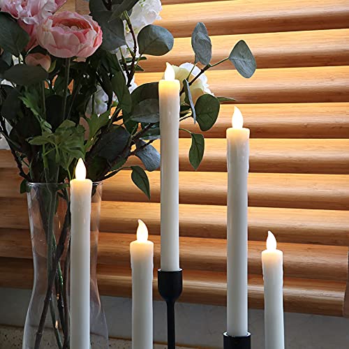 Rhytsing Ivory 10" Flameless Taper Candles with Timer, Battery Operated