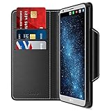 LG G6 Case, Maxboost Wallet Case Protective Covers For LG G6 2017 [Folio Style] Convenient Stand Feature PU Leather LGG6 Flip Cover with Card Slot and Side Pocket Magnetic Closure - Black