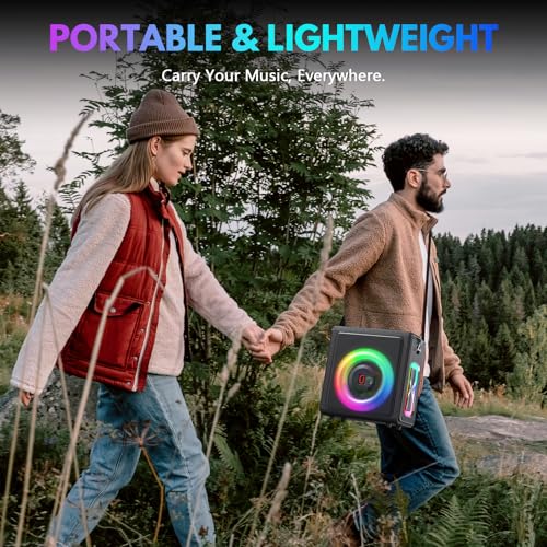 Karaoke Machine, Portable Bluetooth 5.3 Speaker with 2 Wireless Microphones for Adults, 200W Retro Leather PA System with Pitch Correction, Supports TV/TWS/TF Card/USB/AUX/Live (2MICS)