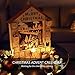 VIVOHOME Wooden LED Lighted Merry Christmas Countdown Advent Calendar with Drawers Battery Operated