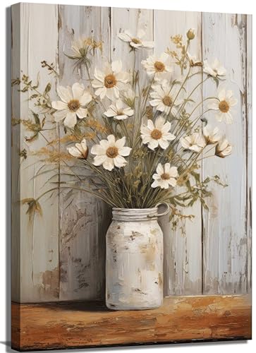 SMFARTJX Daisy Floral Canvas Wall Art