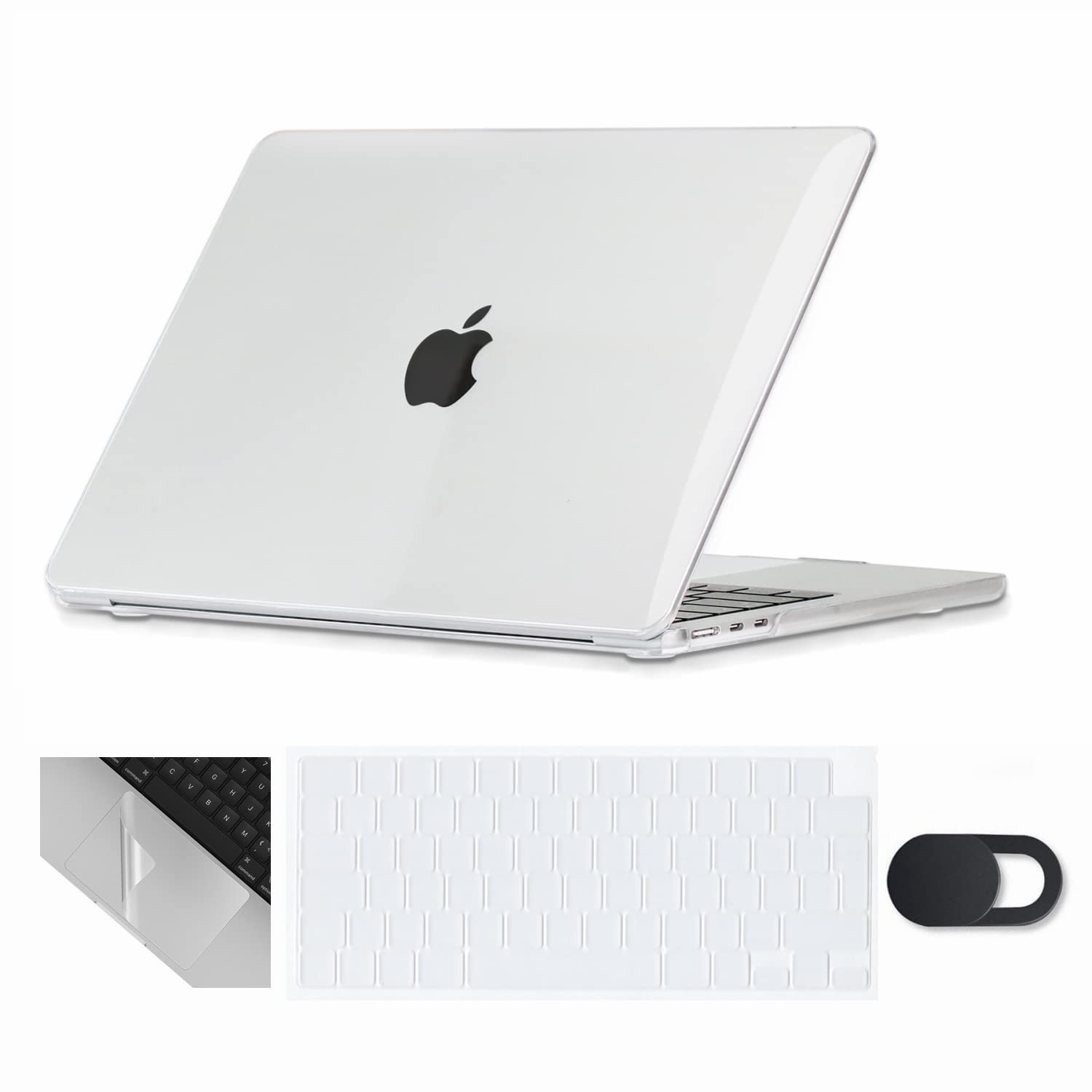 Se7enline Compatible with MacBook Air 15 inch Case Clear M4 M3 M2 2025 2024 2023 A2941/A3114/A3241 Crystal Hard Laptop Cover for Mac Air &TPU Keyboard Cover & Webcam Cover & Trackpad Protector,Clear