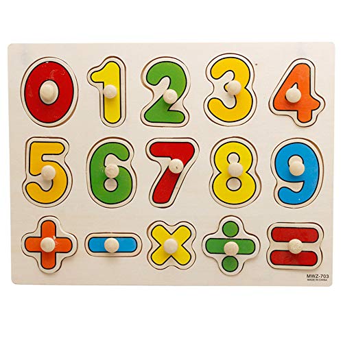 VolksRose 12 Pcs Wooden Matching Pegged Puzzles - Arithmetic - Creative Wood Educational Shape and Color Puzzle for Your Kids - Thumbnail 4