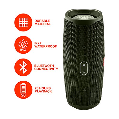 JBL Charge 4 Waterproof Wireless Bluetooth Speaker Bundle with Authentic Boomph Portable Hard