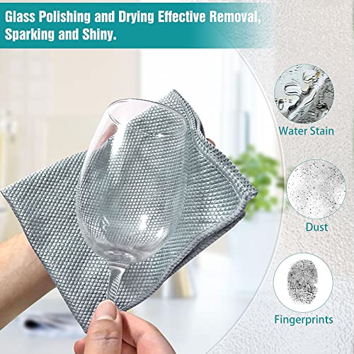 Bersiler Nanoscale Cleaning Cloth Streak Free Fish Scale Microfiber 12\'\'x16\'\' Pack of 8 - Easy Clean Lints Free for Windows Glasses Dish