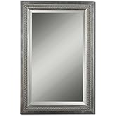 Uttermost Triple Beaded Silver Leaf 23" x 35" Wall Mirror