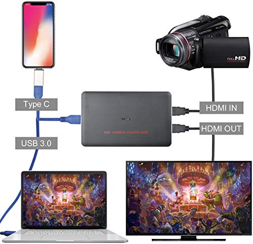 USB 3.0 HDMI HD Game Video Capture Card 1080P 60FPS Game Recorder Box Device Live Streaming for Windows Linux Os X System Xbox 360,Wii U,PC
