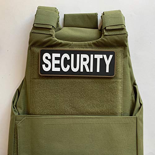 uuKen Large Big Security Officer Black and White Tactical PVC Morale Patch 8.5x3 inches with Hook Fastener Back for Enforcement Plate Carrier or Uniforms Vest and Tactical Clothing