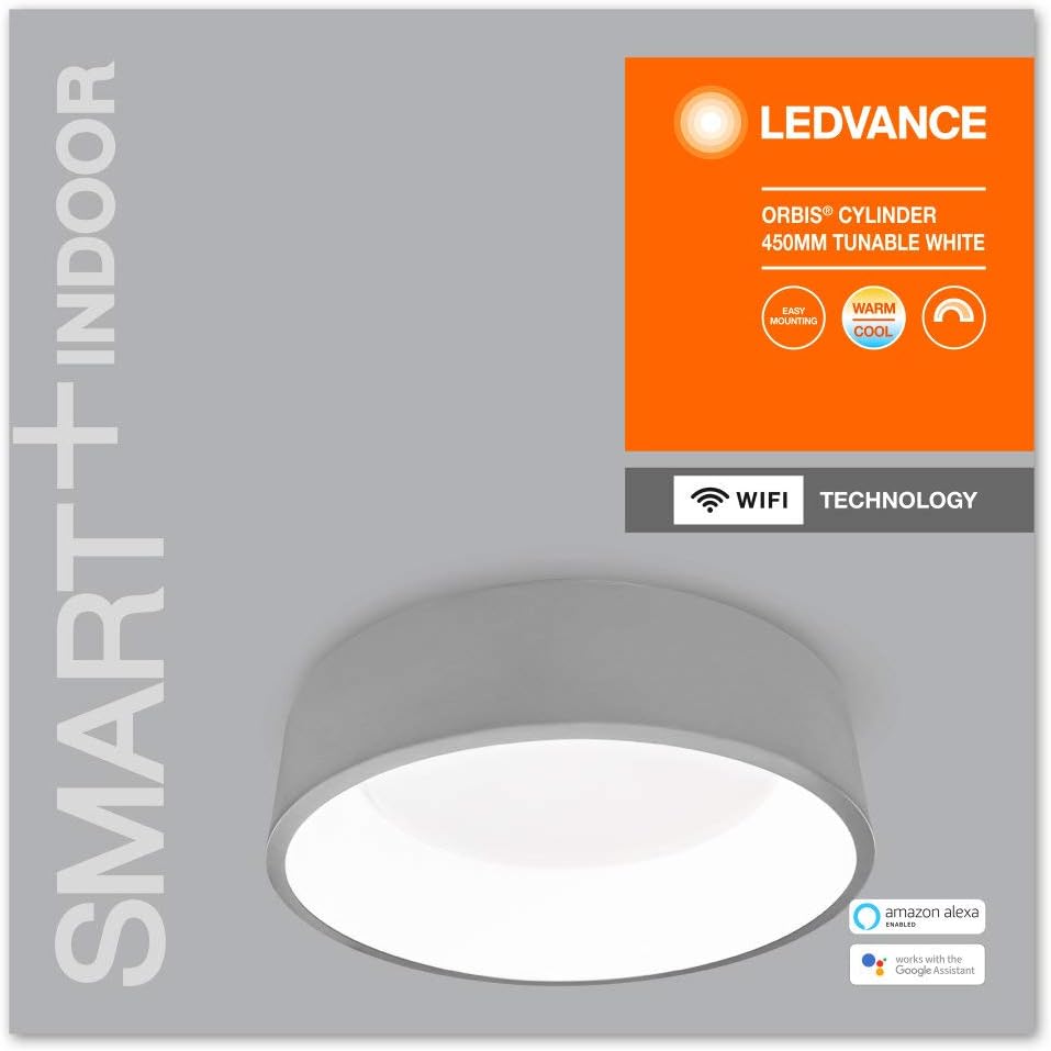 LEDVANCE Smart LEDWall and Ceiling Luminaire for Indoor Use with WiFi Technology Tunable White (3000K-6500K), Gray, 450 mm - Image 3