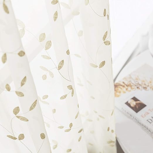 Amazon Com Jinchan Floral Embroidered Sheer Curtains Vintage