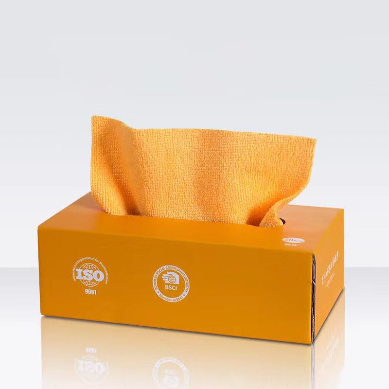 Photo 1 of 20pcs/1 Box, Microfiber Towel, Absorbent Kitchen Cleaning Dishcloth, Non-Stick Oil Dish Rags (Orange)