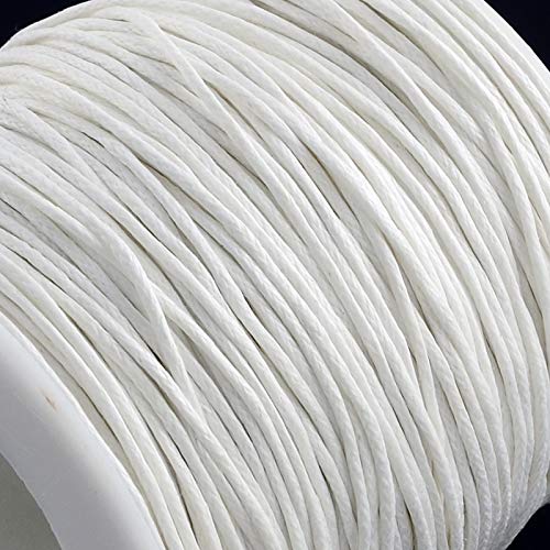 Craftdady 100 Yards 1mm Waxed Cotton Cord Macrame Bracelet Necklace Jewelry Making Waxed Beading Thread String (White)