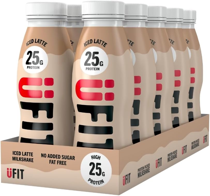 UFIT 25g Protein Shake Iced Latte 10 x 330 ml High Protein Fat Free