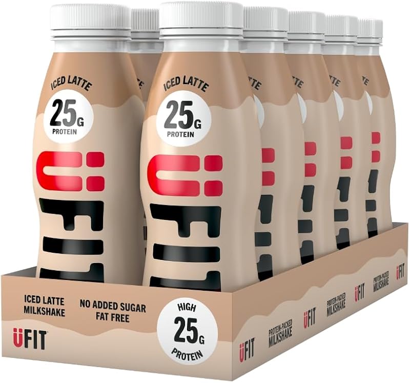 UFIT 25g Protein Shake Iced Latte 10 x 330 ml High Protein Fat Free