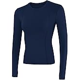 Loovoo Womens Thermal Fleece Lined Workout Shirts Athletic Compression Tee Long Sleeve Yoga Gym Basic Tops