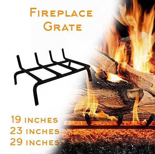 LYTIO Heavy Duty Fireplace Log Grate with Solid Steel Bars for Chimney and Wood Stove | for Indoor and Outdoor Fire Place Kindling Tools Pit| Firewood Burning Rack Holder Black 23 inches Wide
