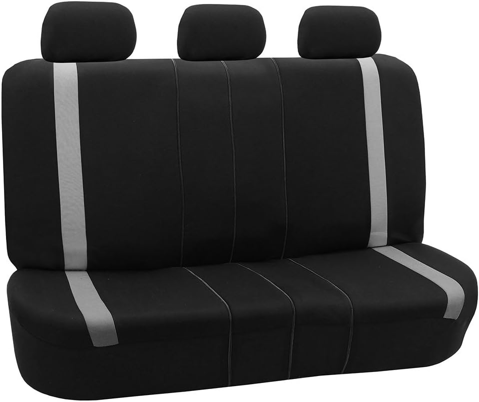 FH Group FH-FB054013 Gray Cosmopolitan Flat Cloth Seat Covers, Airbag Compatible and Split Bench, Gray/Black Color-Fit Most Car, Truck, SUV, or Van