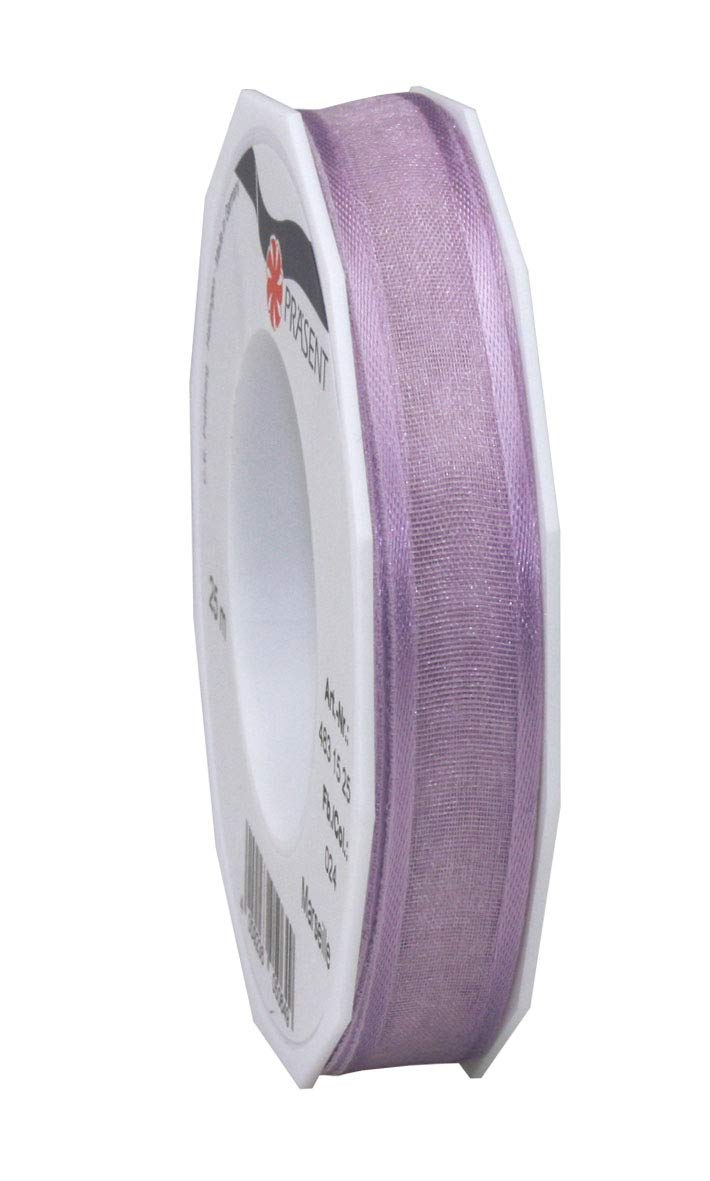 Präsent - Marseille Wired Organza Ribbon Syringa 15 mm Width, 25 m Length