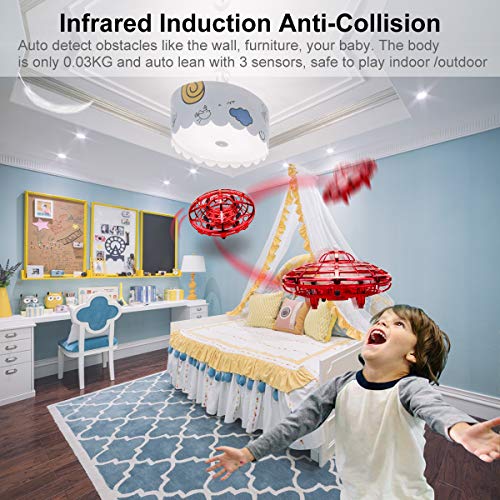 KToyoung Hand Operated Drone for Kids Adults,Flying Ball Drones Mini Drones with LED Lights,Flying Ball Toys UFO with 360° Rotating Interactive Infrared,Helicopter Ball for Boys Girls Indoor Outdoor