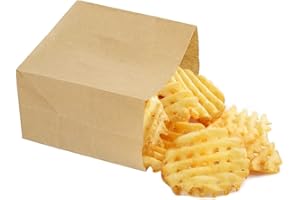 GERE Small Brown Paper Bags for Snacks,100 Pack,Greaseproof Kraft Paper Bags,Recyclable,and Biodegradable,Small Brown Paper Wrappers For Popcorn,Cookies,Fries,Crafts,Gift Wrapping in Bulk