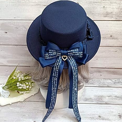 Amazon Co Jp 姫洋服 ロリータ 帽子 レディース ハット 秋冬 蝶結び付き イギリス風 ファッション クラシック ゴシック 紺色 ホビー