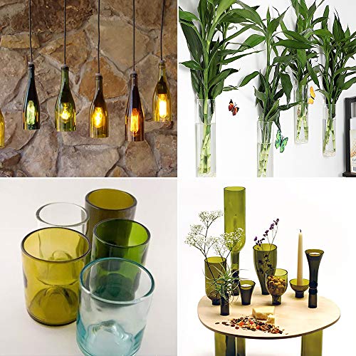 Glass Bottle Cutter, Bottle Cutter DIY Machine for Cutting Wine Beer Liquor Whiskey Alcohol Champagne Water or Soda Round Bottles Mason Jars, Accessories Tool Kit Gloves Fixing Rubber Ring Hemp Rope - Thumbnail 6