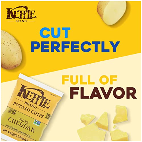 Kettle Brand Potato Chips, White Cheddar Kettle Chips, Snack Bag, 1.5