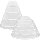 Panitay 2 Pcs 4 Hoop and 6 Hoop Skirt Petticoat Crinoline Underskirt Floor Length Full Shape Slip Skirt for Women Girls Wedding Ball Gown Cosplay