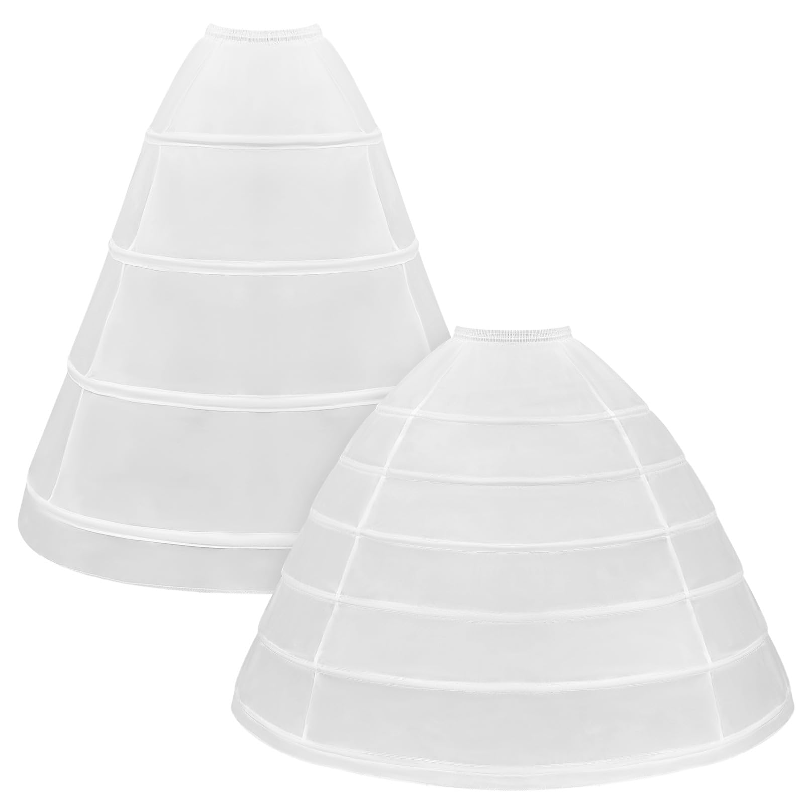 Photo 1 of 2 Pcs 4 Hoop and 6 Hoop Skirt Petticoat Crinoline Underskirt Floor Length Full Shape Slip Skirt for Women Girls Wedding Ball Gown Cosplay