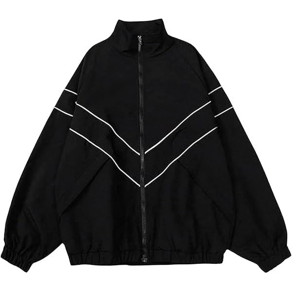 LZLRUN Y2k Vintage Zip Up Reflective Jacket for Men and