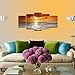 Wieco Art Grand Sight Sunset Ocean Canvas Prints Wall Art Sea Beach Pictures to Photo Paintings Landscape Decor for Living Room Bedroom Home Decorations 5 Panels Modern HD Seascape Giclee Artwork