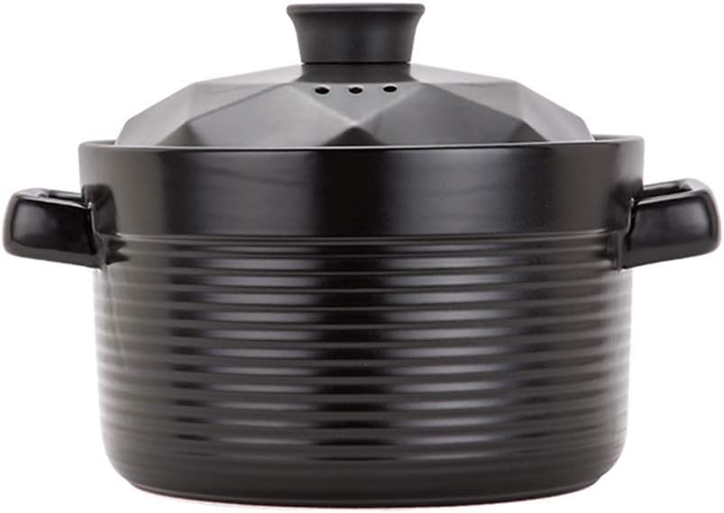 Wwshm Pot Casserole Wok Soup Pot Frying Pan Korean Bibimbap Cast Iron Dutch Oven Cooker New Ceramics Health Porridge Stew Crock Open Fire High Temperature Resistance (Color : 4.2l Black)