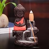 Crafts Bazzar Meditating Monk Buddha Smoke Backflow Incense Holder with 6 Incense Cones