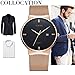 LIGE Slim Case Mens Quartz Watches with Mesh Band Waterproof Sport Wristwatch Gold Black