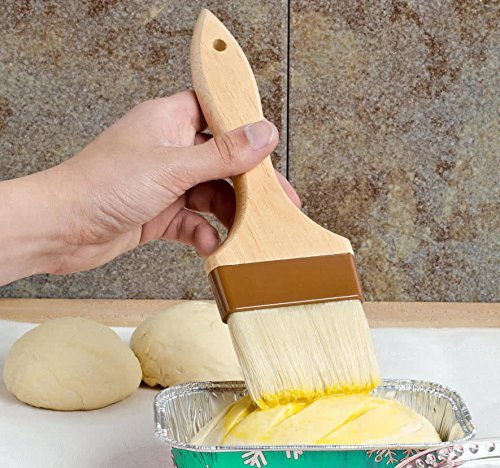 3-Inch Wide Pastry Brush with Boar Bristles and Lacquered Hardwood Handle, Basting BBQ Marinade Brush, Kitchen / Cooking Brushes - Thumbnail 4