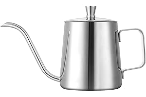 GWHOLE Small Pour Over Gooseneck Coffee Kettle Long Narrow Drip Spout Coffee Tea Pot for Stove Top - Silver, 350ML/12 Oz