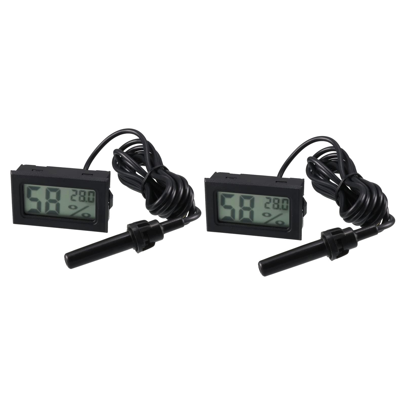YOKIVE 2 Pcs Mini Digital Hygrometer Thermometer, -50-70C LCD Display Humidity Monitor Indoor Temperature Gauge, Great for Home, Room (Black, 48x29mm)