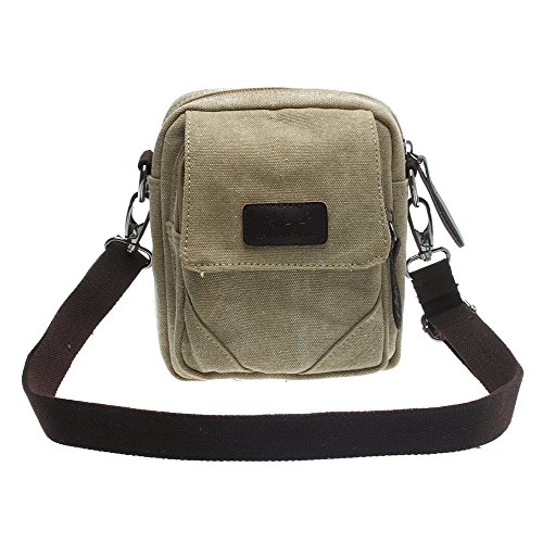 fitTekÂ® Men Cotton Canvas Shoulder Cross Body Waist Bum Bag Fanny Pack Pouch Light Khaki