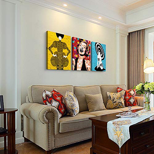 Red yellow blue Abstract character Canvas Wall Art Paintings for Living Room Wall Artworks inspiration Pictures Woman Bedroom Decoration, 16x24 inch/piece, 3 Panels Home bathroom Wall decor posters