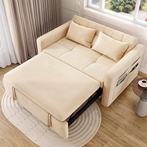 DWVO 55" Futon Couch, 3-in-1 Futon Sleeper with